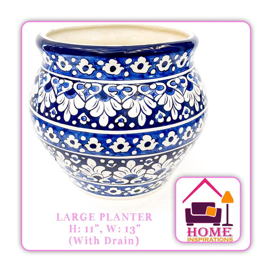 Hand Made & Hand Painted Traditional Multani Ceramic Blue Pottery LARGE PLANTER