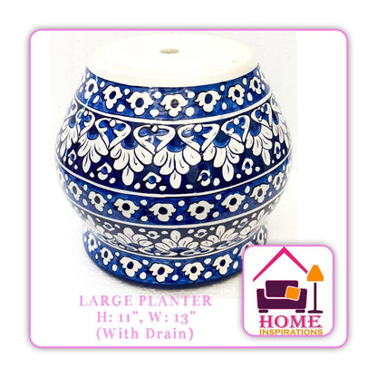 Hand Made & Hand Painted Traditional Multani Ceramic Blue Pottery LARGE PLANTER