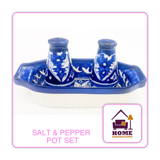 Hand Made & Hand Painted Traditional Multani Ceramic Blue Pottery 
SALT & PEPPER SET