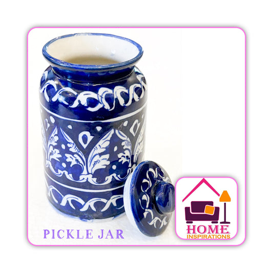 Hand Made & Hand Painted Traditional Multani Ceramic Blue Pottery MINI PICKLE JAR