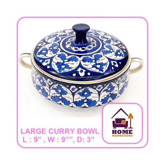 Hand Made & Hand Painted Traditional Multani Ceramic Blue Pottery 
LARGE CURRY POT