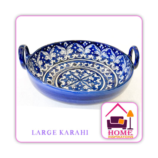 Hand Made & Hand Painted Traditional Multani Ceramic Blue Pottery 
LARGE SERVING KARAHI